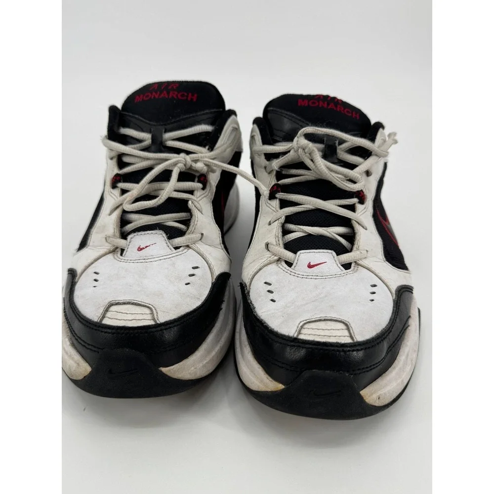 Nike Air Monarch IV 415445-101 Mens Sneakers 12 White Black Swoosh Workout Shoes